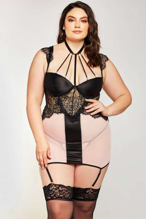 Plus Size Estrella Lace Cage Chemise