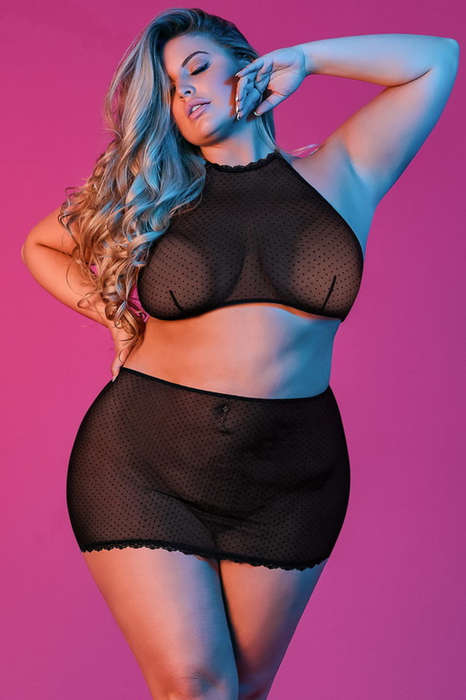 Plus Size Sexy Time Halter Top & Skirt Set