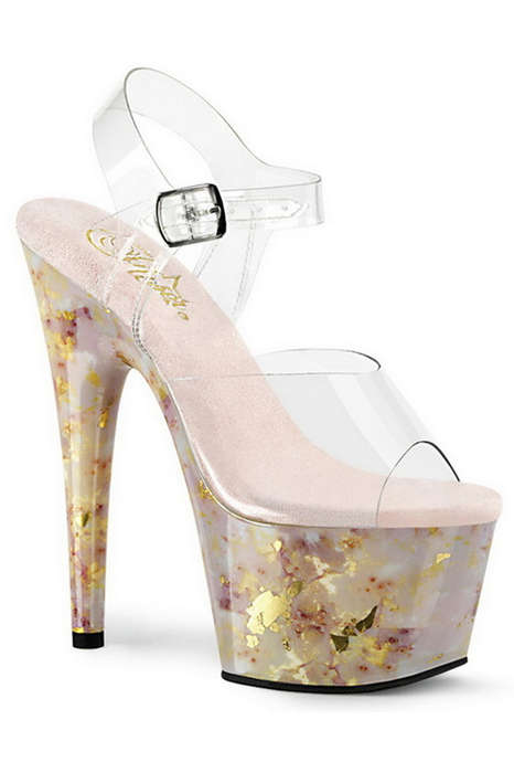 7" Heel Marble Ankle Strap Sandals