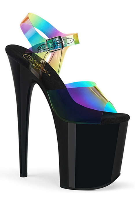 8" Heel Rainbow PVC Ankle Strap Sandals