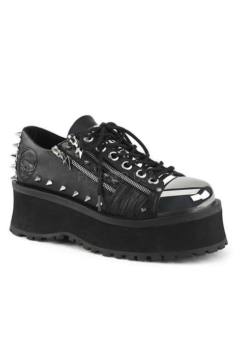 Men's Spiked double zipper Lace Up Oxford