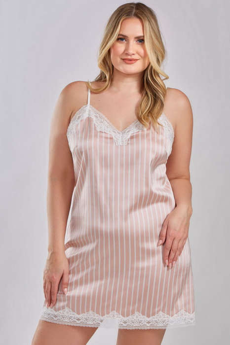 Plus Size Pinstripe Me Down Lingerie Chemise
