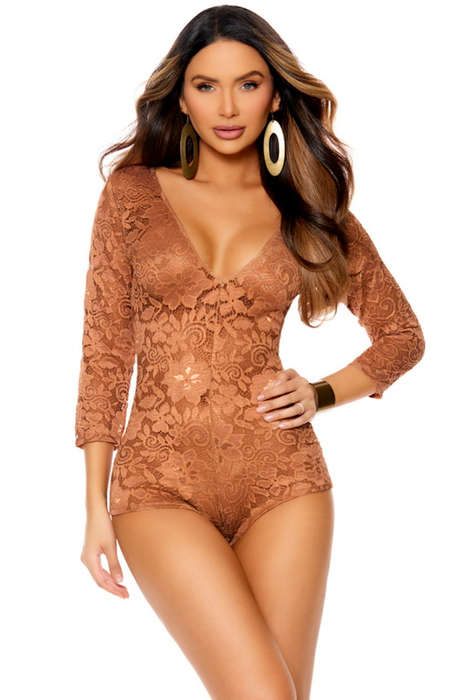 Lushes Mocha Lace Romper