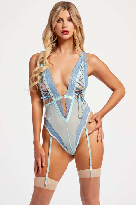 Tonal Blue Lucid Fantasy Lingerie Teddy