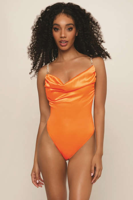 Tangerine Cutie Satin Teddy