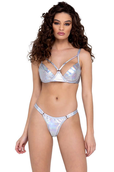 Shine Bright Silver Hologram Bra