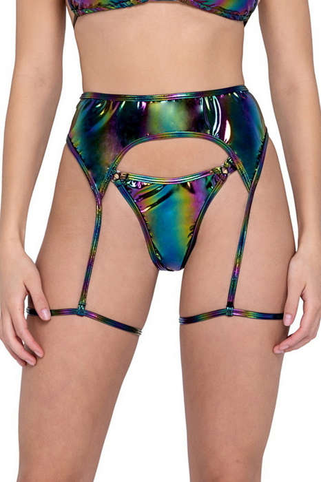 Insomniac Vinyl Iridescent Garter Belt