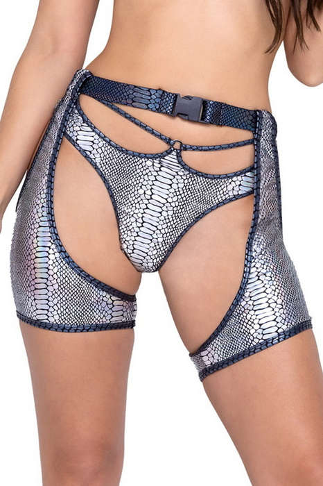 Snake Skin Silver Short Chaps
