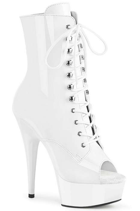 White Patent 6" Heel Peep Toe Ankle Boot