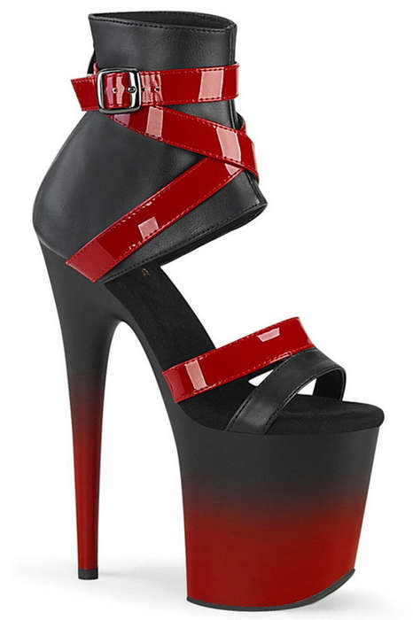 Black & Red Two Toned 8" Bootie Sandal