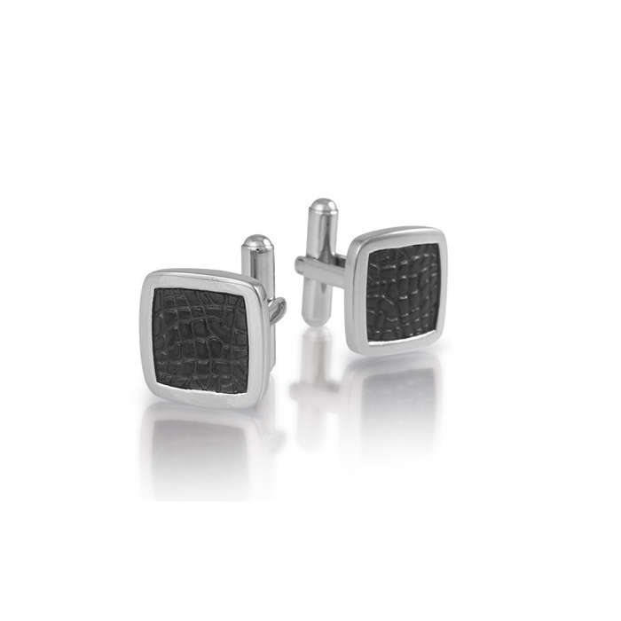 Steel leather cufflinks ARZ-Steel