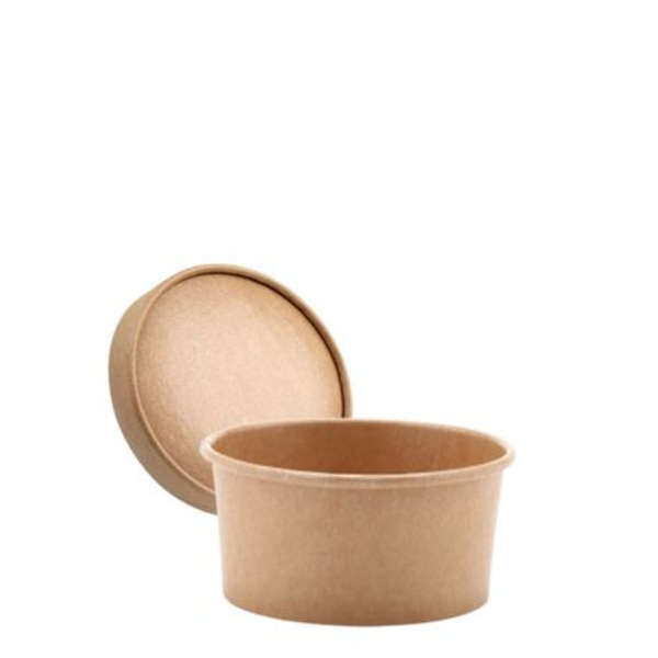 Rustic Kraft Ice Cream Tub With Fit Lid- Pack of 50 - 180ml