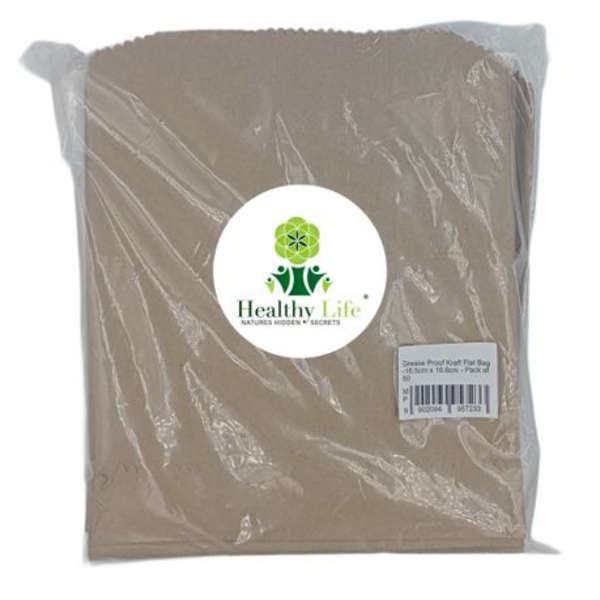 Grease Proof Kraft Flat Bag - 18.5cm x 16.6cm - Pack of 100