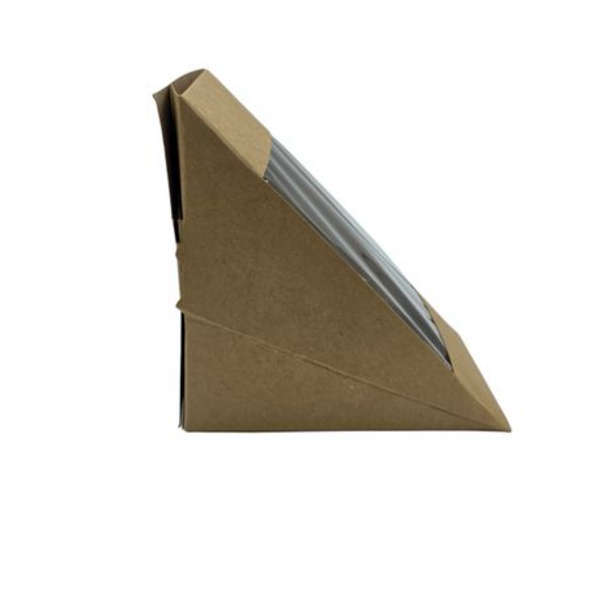 Kraft 4 Slice Sandwich Wedge with PLA Window 12cm x 7.5cm - Pack of 50