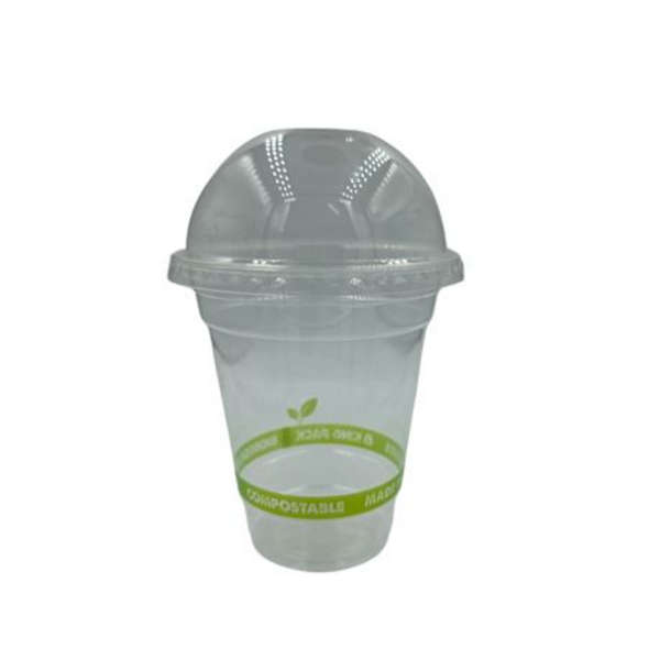 Healthy Life- Clear Compostable PLA Cup with Lid- 350ml - Pack of 50