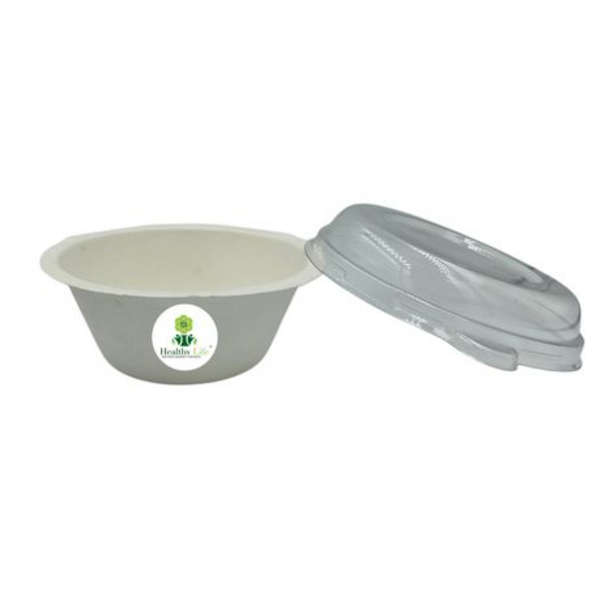 Healthy Life- Sugarcane Round Bio Bowl with Lid- 250ml - Pack of 50