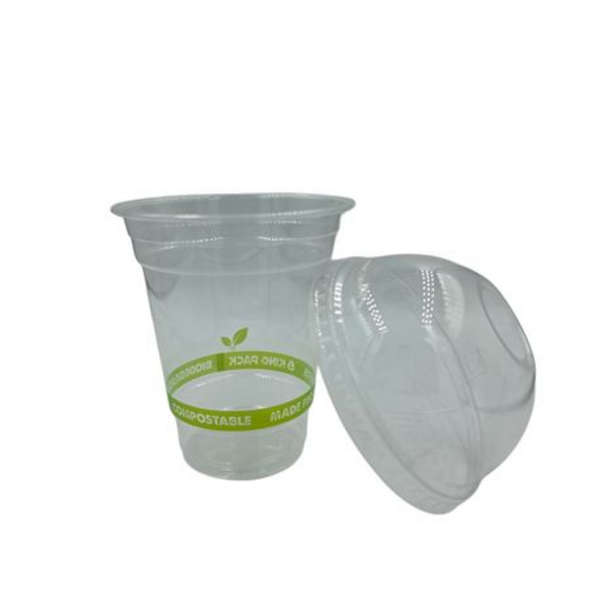 Healthy Life- Clear Compostable PLA Cup with Lid- 350ml - Pack of 50