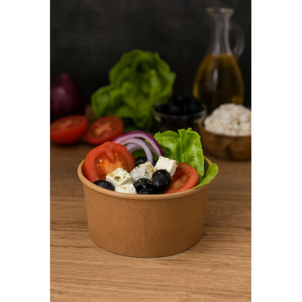 Rustic Kraft Ice Cream Tub With Fit Lid- Pack of 50 - 180ml