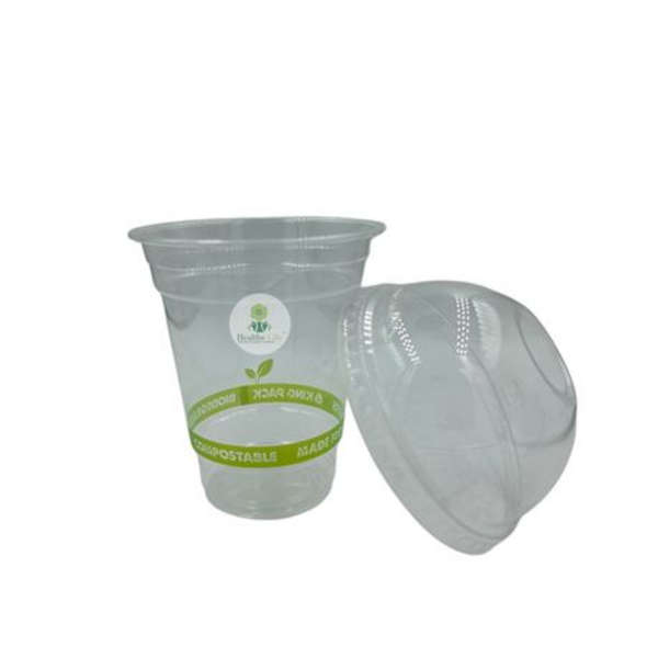 Healthy Life- Clear Compostable PLA Cup with Lid- 350ml - Pack of 50