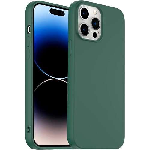 Liquid Silicone Minimalist Case for iPhone 14 Pro Max - Dark Green