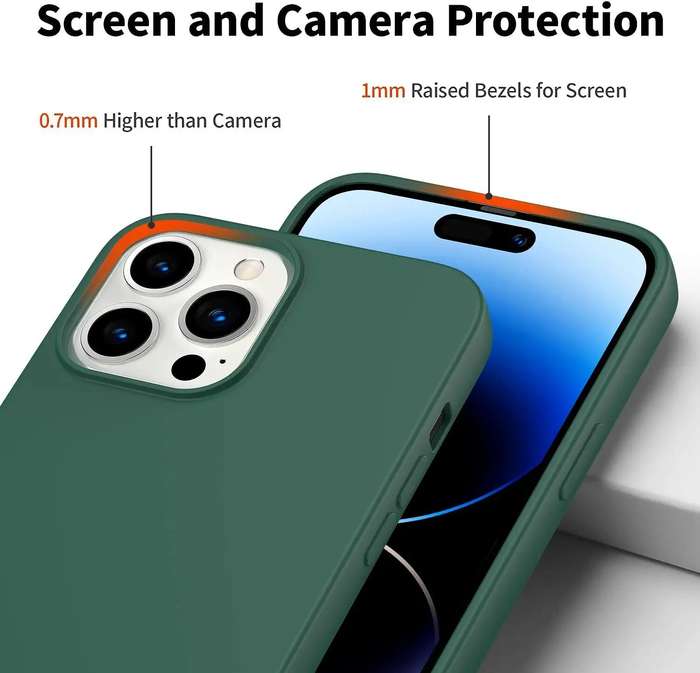 Liquid Silicone Minimalist Case for iPhone 14 Pro Max - Dark Green