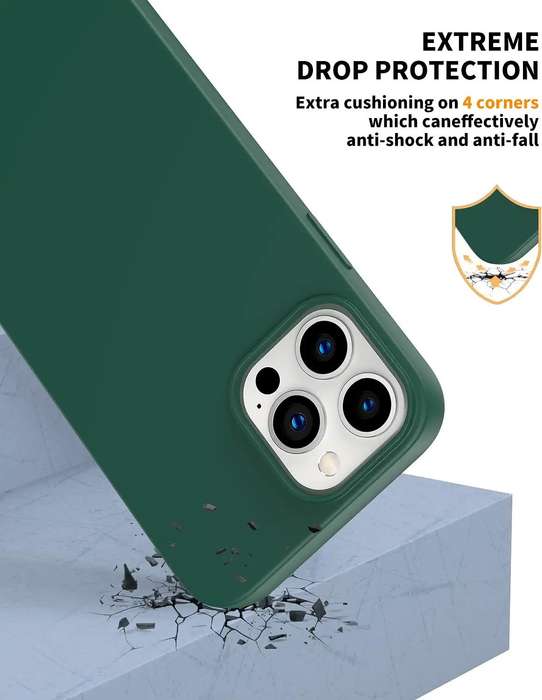 Liquid Silicone Minimalist Case for iPhone 14 Pro Max - Dark Green