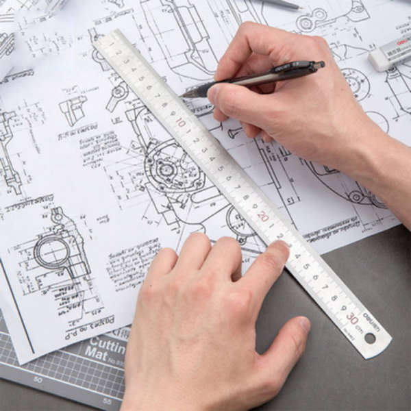 30cm Industrial Durable Precise Measuring Tool Stationary Ruler Dual Sided