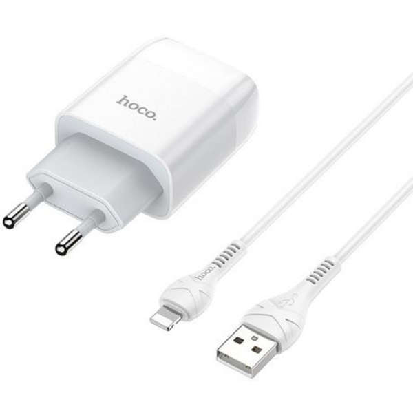 Hoco C73A Dual USB-A Port EU Adapter &amp; Lightning Cable - 1m