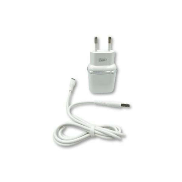 XO Dual Input 2.4A USB Charger Combo Set With Type-C Cable - L69 - White