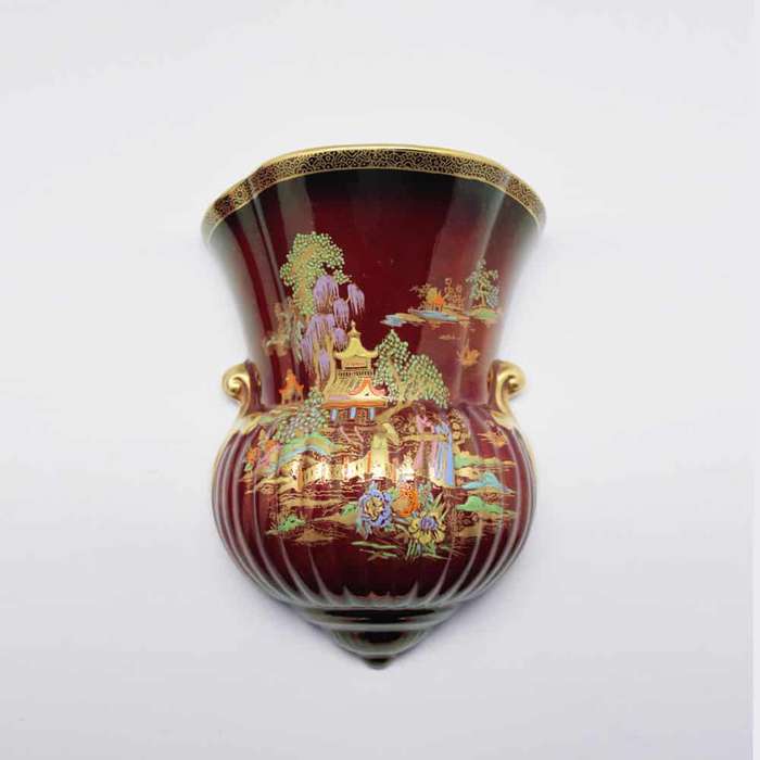 Crown DevonChinese Pergola  Lustreware Pocket Wall Vase