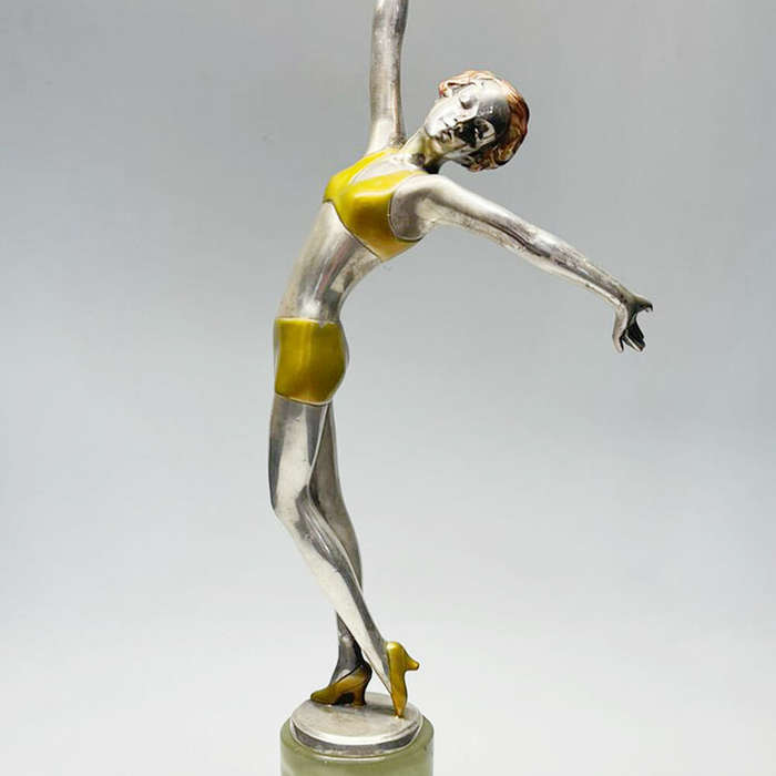 Lorenzl Silvered and Gilt Bronze Figure of a Female Dancer