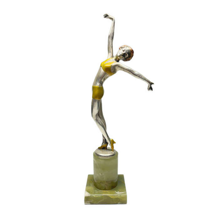 Lorenzl Silvered and Gilt Bronze Figure of a Female Dancer