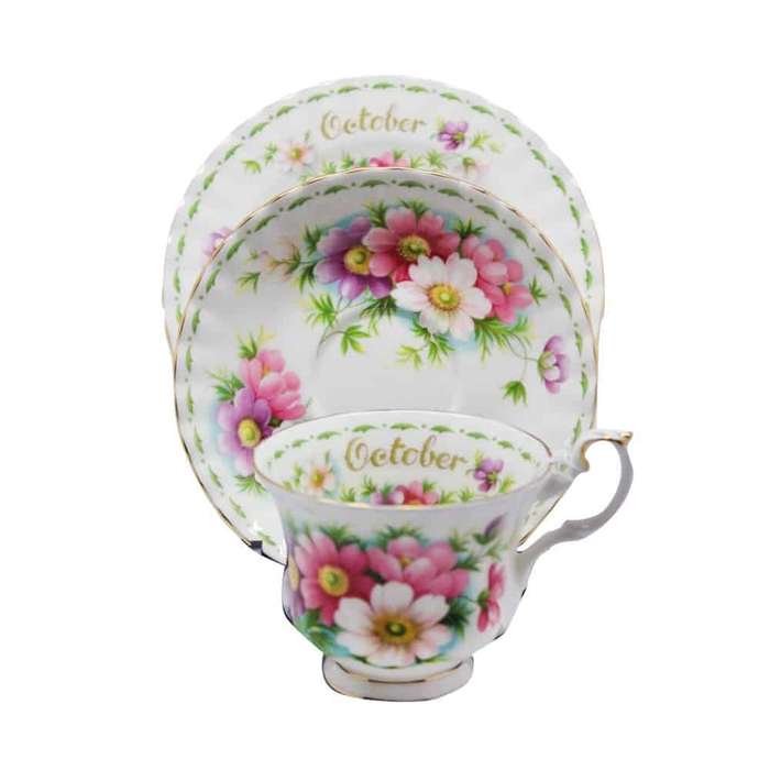 Royal Albert Flower Of The Month October Cosmos Tea Trio