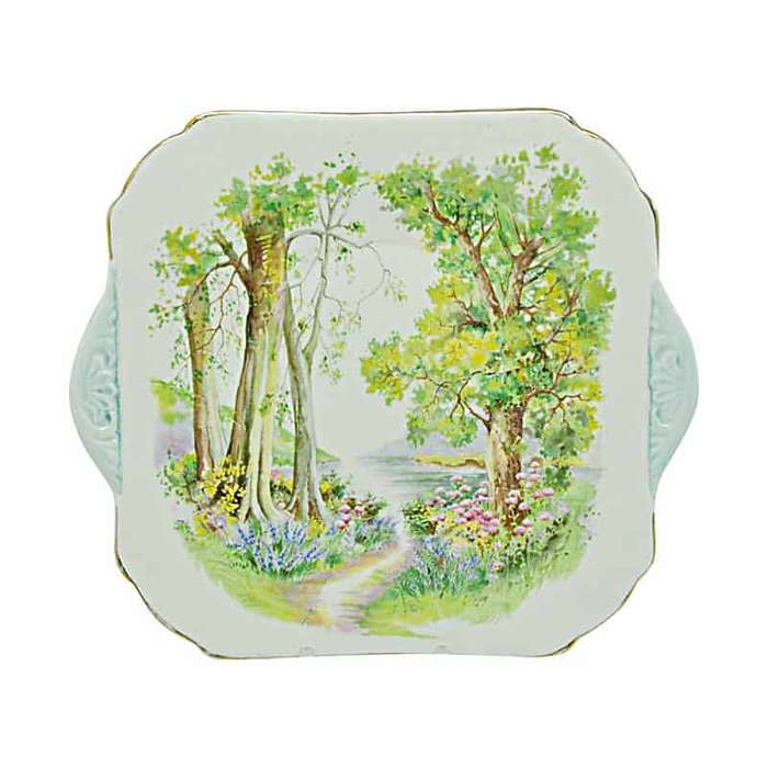 Shelley Woodlands Pattern Large Cake Plate