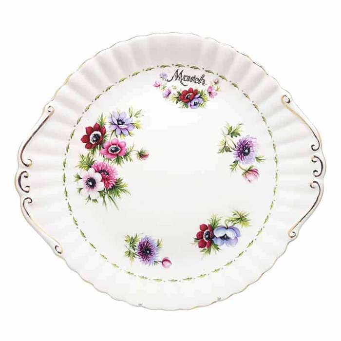 Royal Albert March Large Cake Plate Flowers Of The Month