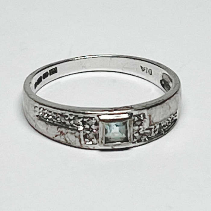 9 Carat White Gold Ring Set With A Precious Stone