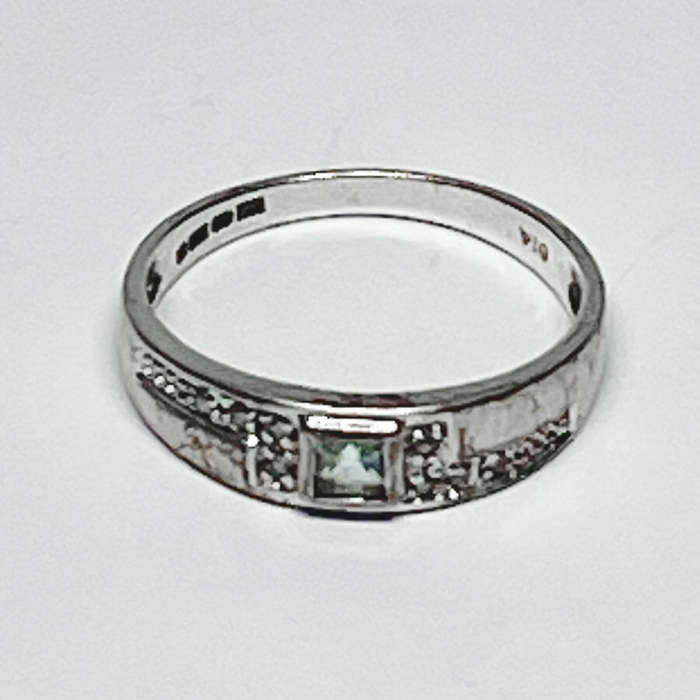 9 Carat White Gold Ring Set With A Precious Stone