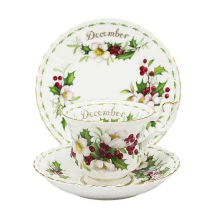Royal Albert Flowers Of The Month December Christmas Rose Pattern Trio