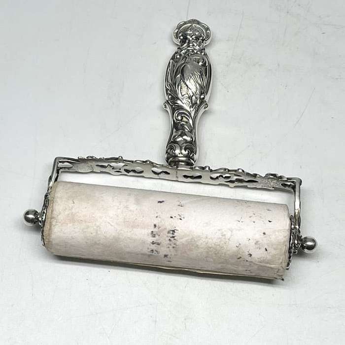 Victorian Silver Ornate Roller Blotter Desk Accessory