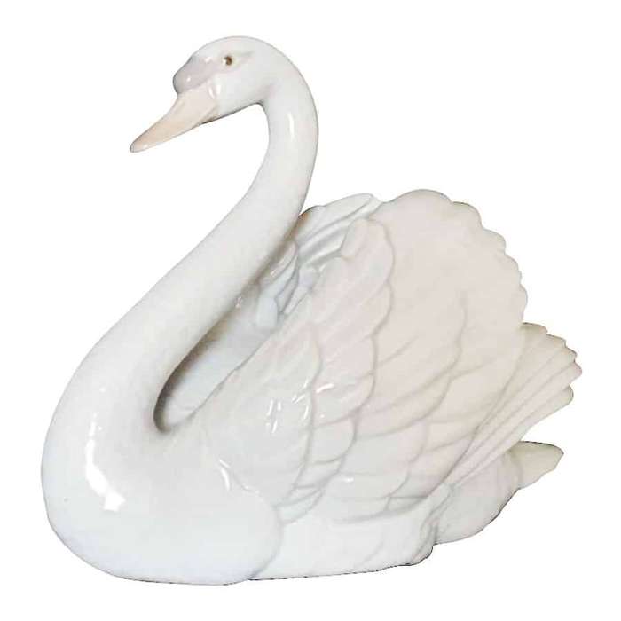 Lladro Swan With Wings Spread Figurine Sculpture C1983 Retired