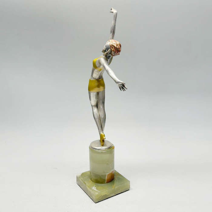 Lorenzl Silvered and Gilt Bronze Figure of a Female Dancer