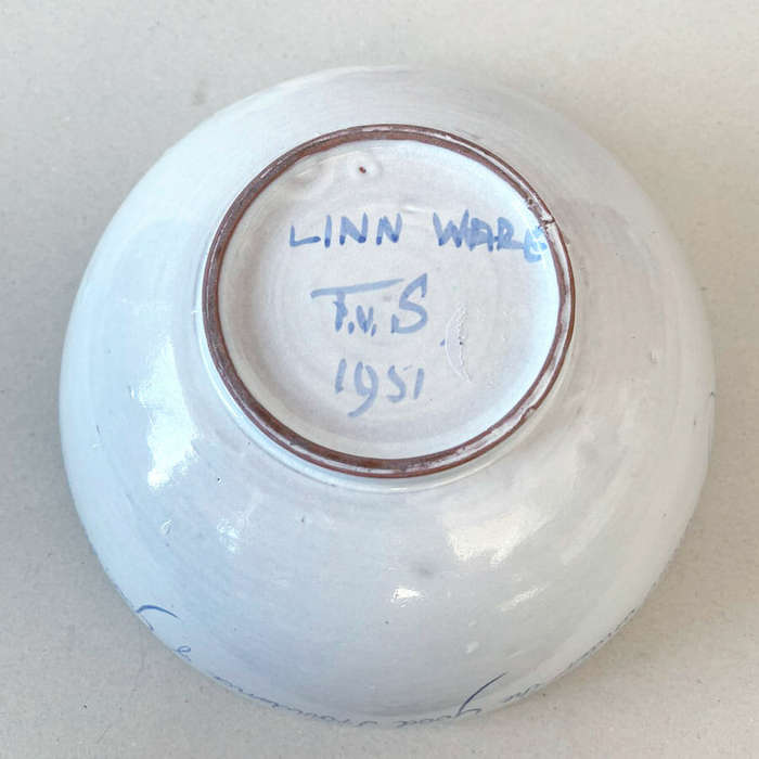 Rare Naval Tin Glaze Linnware Pottery Bowl 1951