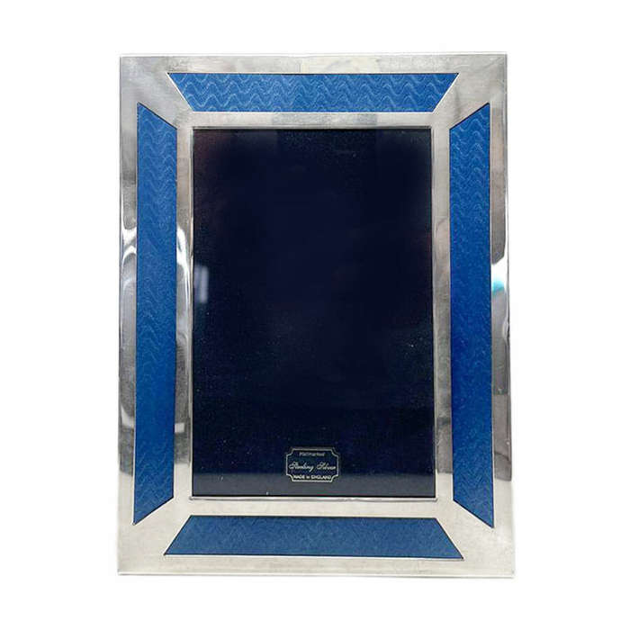 Hallmarked Silver And Blue Enamel Picture Frame London