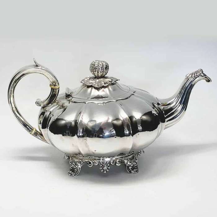 Rare Irish Silver Dublin Melon Tea Pot 1837 George Alcock