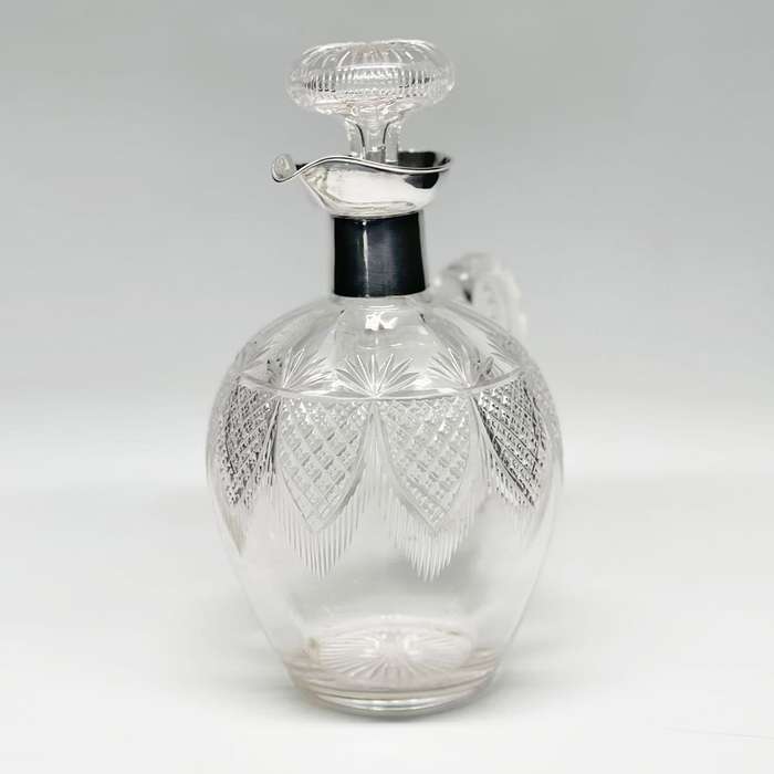 Hallmarked Silver Mounted Cut Crystal Claret Jug Sheffield 1900