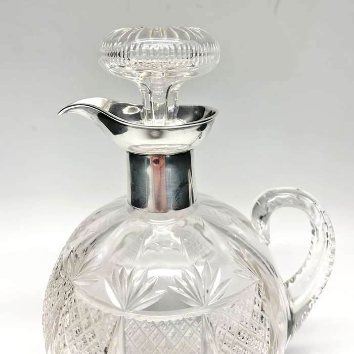 Hallmarked Silver Mounted Cut Crystal Claret Jug Sheffield 1900