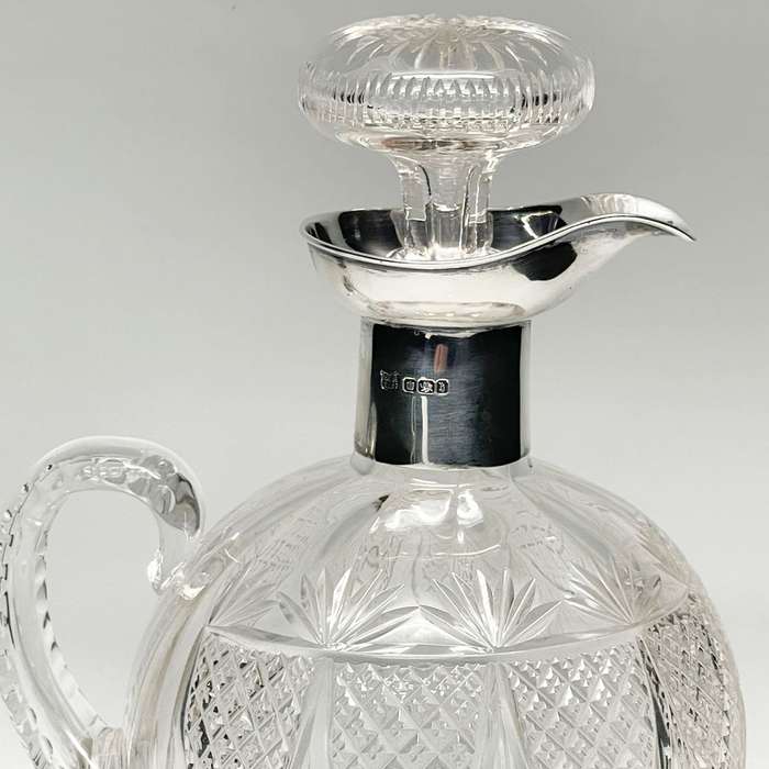 Hallmarked Silver Mounted Cut Crystal Claret Jug Sheffield 1900