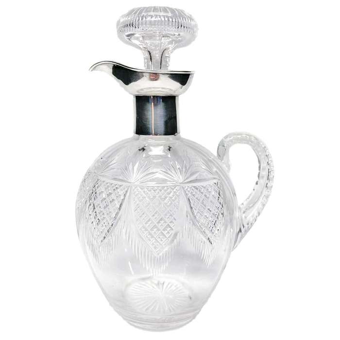 Hallmarked Silver Mounted Cut Crystal Claret Jug Sheffield 1900