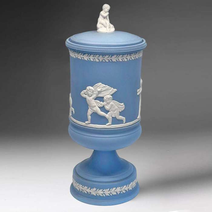 Wedgwood Blue Jasper Dip Vase and Cover 20th