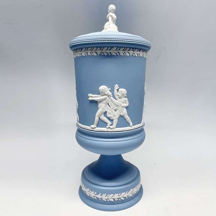 Wedgwood Blue Jasper Dip Vase and Cover 20th